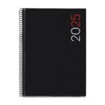 Oferton: Miquelrius – Agenda 2025, Agenda anual 155×213 mm, Agenda semana vista, Cubierta flexible polipropileno, Espiral, Papel 80 g/m², Catalán, Inglés y Portugués, Color negro