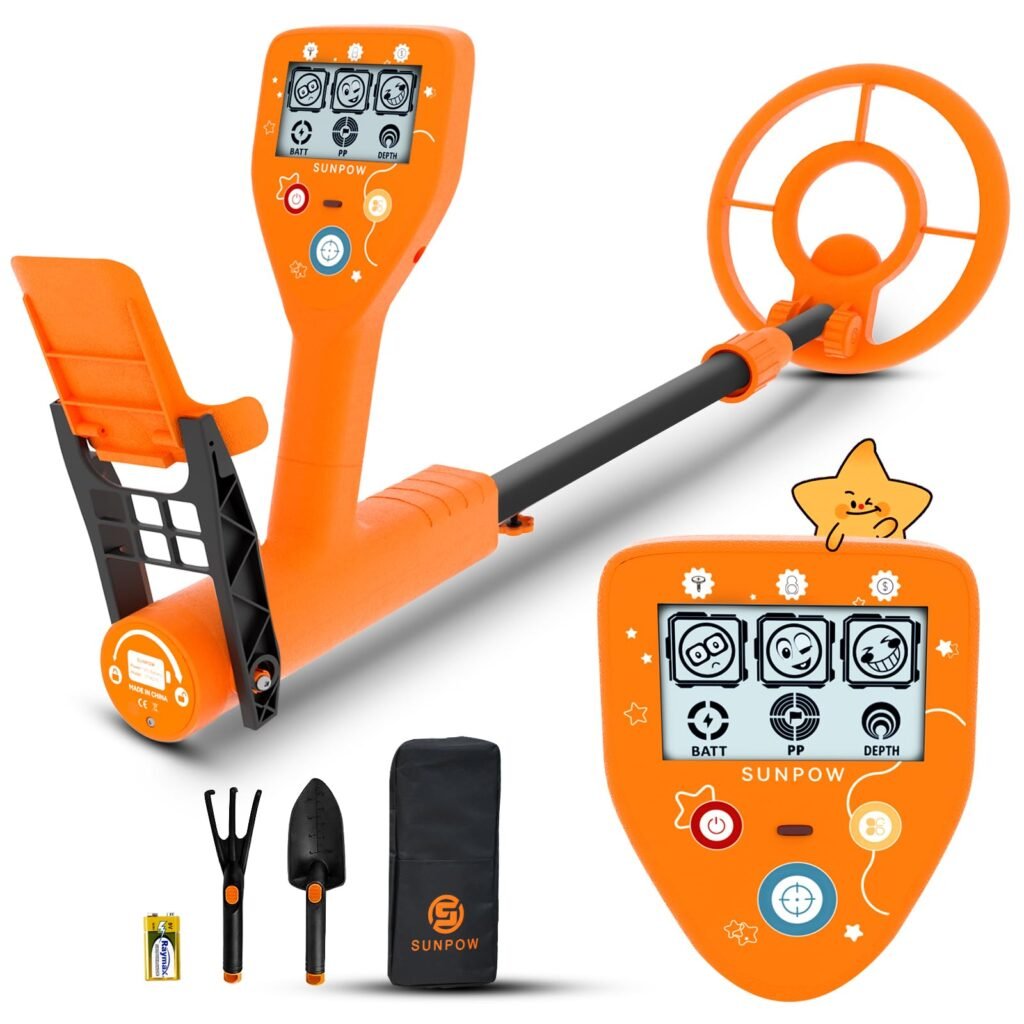 Oferton: SUNPOW Detector de Metales para Niños, Diseño Unisex, Bobina Impermeable IP68, Chip de Actualización, 3 Modos, Vástago Ajustable de 81-101cm, Regalo para Niños de 8-12 Años