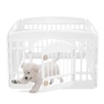 Oferton: Iris Ohyama Parque para Perros con 4 Paneles, H60cm, Blanco, Puerta Cerradura, Jaula Gatos, Vallas, Corralito, para para Interiores, Exteriores, Conejo, Cercado, Corral Perro, CI-604E WD