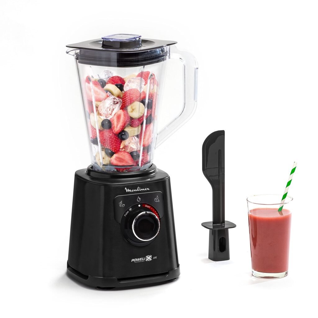 Oferton: Moulinex Perfect Mix+ LM88A8 – Batidora de vaso de 1200 W, resultados rápidos, 1,5 L capacidad, 3 programas: batidora smoothie, pica hielo, autoclean, jarra de tritán, incluye estpátula, negro