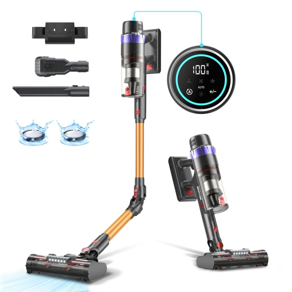 Oferton: PRETTYCARE 45KPA/530W/60Mins Aspiradora sin Cable, Aspirador Escoba sin Cable Potente Modo Automático, Aspirador Inalámbrico Antienredo para Suelo/Alfombra/Pelos de Animales V3, 2024 Actualización