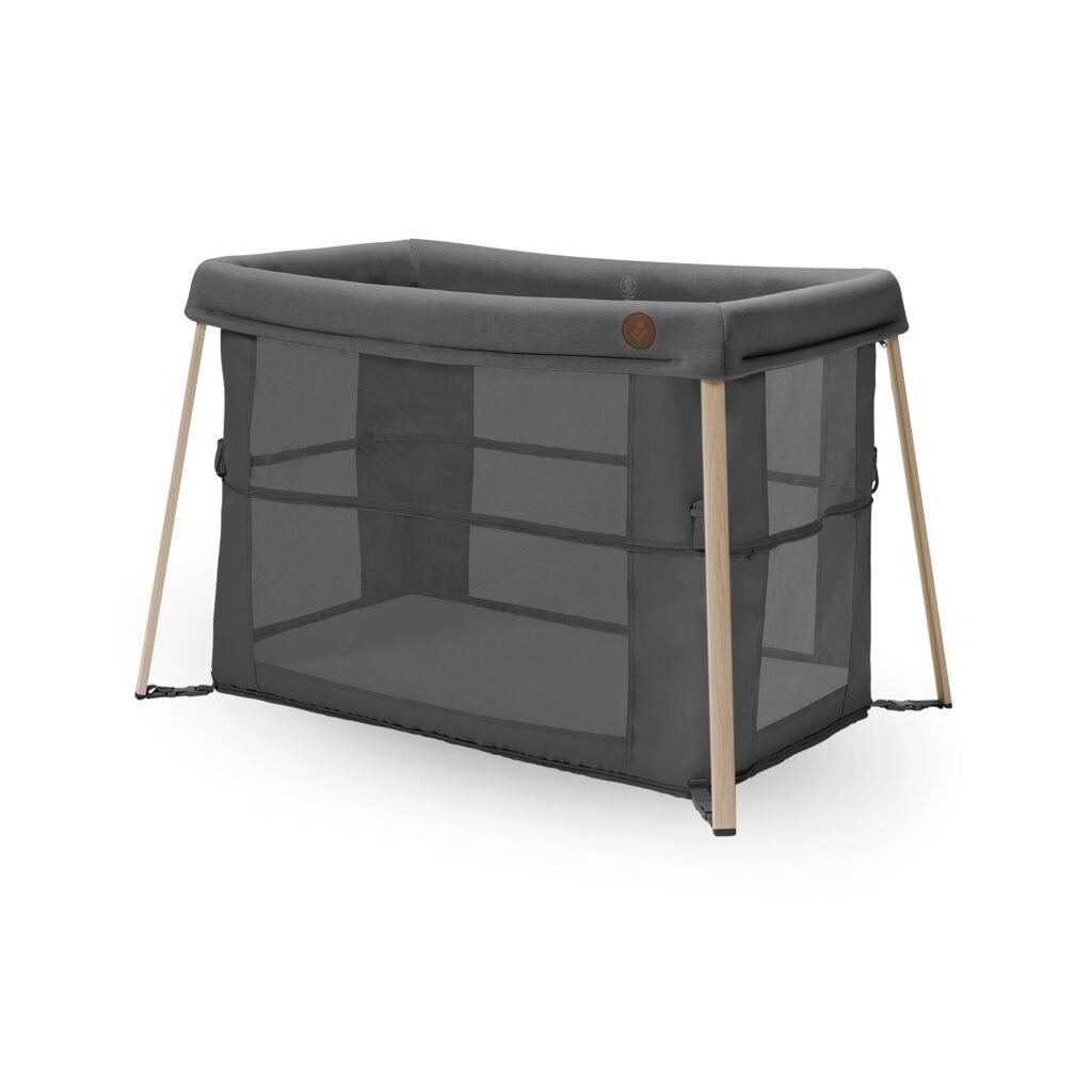 Oferton: Maxi-Cosi Iris 2 en 1 Cuna de Viaje Bebe, 0 – 3 Años, máx. 15 kg, Cuna Viaje Compacta, 2 Niveles de Descanso, Plegable y Ligera, Colchones de Espuma Gruesa, Bolsa de Viaje, Eco Care, Beyond Graphite