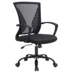Oferton: SONGMICS, Silla Giratoria, Regulable en Altura, Función de Inclinación, Respaldo y Asiento de Malla Transpirable, para Estudio de Oficina, Carga Máx. 120 kg, Negro OBN22BK, 58 x 60,5 x (96-104) cm