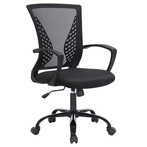 Oferton: SONGMICS, Silla Giratoria, Regulable en Altura, Función de Inclinación, Respaldo y Asiento de Malla Transpirable, para Estudio de Oficina, Carga Máx. 120 kg, Negro OBN22BK, 58 x 60,5 x (96-104) cm