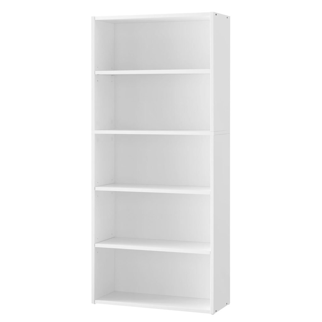 Oferton: VASAGLE Librería de 5 Niveles, Estantería de Libros, Organizador con Compartimentos, Estantes Abiertos y Ajustables, para Sala de Estar, Oficina, Dormitorio, Blanco Nube LBC165T14