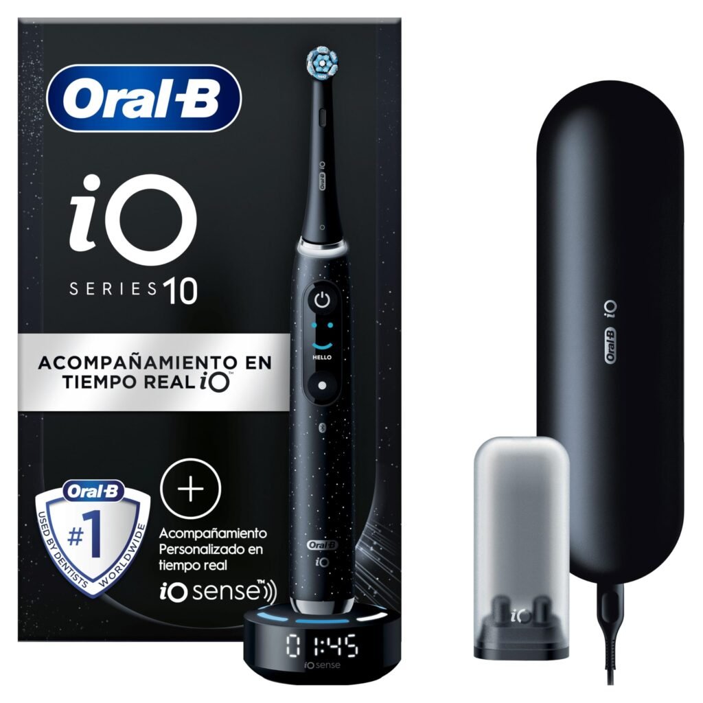Oferton: Oral-B iO 10 Cepillo de Dientes Eléctrico Negro, con 1 Cabezal y 1 Estuche Cargador de Viaje, Diseñado por Braun