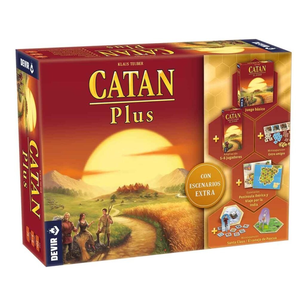 Oferton: Catan Plus Juego de Mesa, Edicion 2023 Que Incluye Juego Básico, Ampliación para 5-6 Jugadores, 2 Miniexpansiones y 2 Escenarios Alternativos