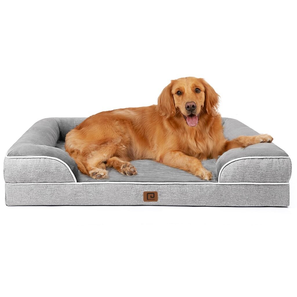 Oferton: EHEYCIGA Cama Perro Extra Grande 112x81x16cm, Colchon Perro Impermeable Lavable con Espuma Viscoelástica, Sofá Perro Ortopedica Desmontable, Gris