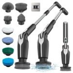 Oferton: Leebein Cepillo Eléctrico Limpieza Hogar, 2024 Fregadora Giratoria Eléctrica con 8 Cepillo Reemplazables, Control Remoto, Mango Ajustable 38-132CM y 2 Velocidades de Rotación para Baño/Cocina/Coche