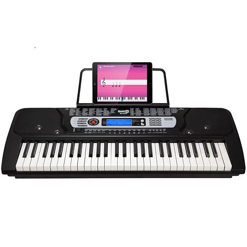 Oferton: RockJam Piano con teclado de 54 teclas con fuente de alimentación, soporte para partituras, pegatinas para notas y lecciones de piano.