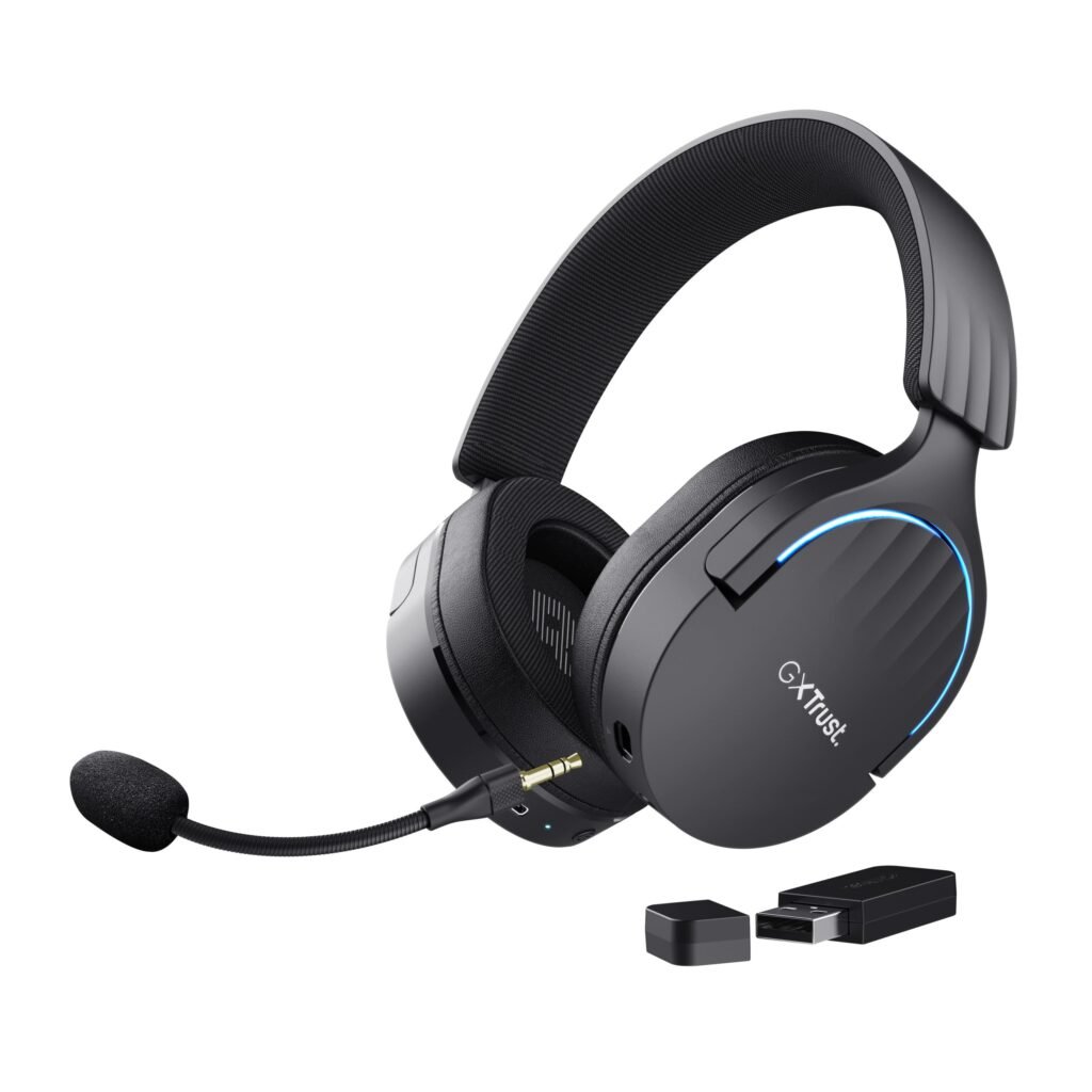 Oferton: Trust Gaming GXT 491 Fayzo Cascos Gaming Inalámbricos Bluetooth + 2.4 GHz, 7.1 Sonido Envolvente, Batería de 22 Horas, Auriculares Inalámbricos RGB Over-Ear PC PS5 PS4 Switch – Negro