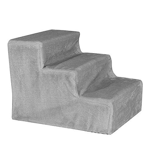 Oferton: lionto Escalera para Mascotas Escalera para Gatos Escalera para Perros con Funda de Felpa 46x36x34 cm, Gris Claro