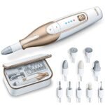 Oferton: Beurer MP 64 Set de manicura y pedicura profesional con batería recargable, torno para uñas inalámbrico, 10 accesorios para el cuidado de las uñas, con luz LED