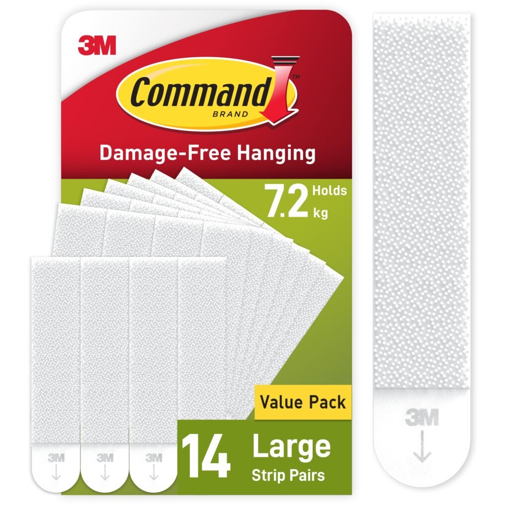 Oferton: Command Tiras Adhesivas para Colgar Cuadros Grandes, Pack Ahorro de 14 x 2 Tiras Blancas – Para Marcos, Espejos, Letreros, o Relojes de Pared – Colgar Sin Agujeros y Sin Taladrar