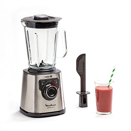 Oferton: Moulinex Perfect Mix+ LM811D – Batidora de vaso de 1200 W, vidrio acabados exteriores de acero inoxidable, selector de la velocidad retroiluminable, 3 programas, modo manual y autoclean, Gris/Negro