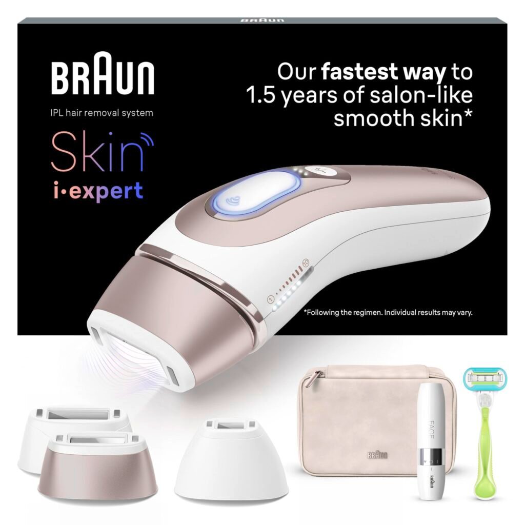Oferton: Braun Luz Pulsada Skin i·expert Smart IPL, Eliminación Del Vello En Casa, App Gratuita, Funda, Maquinilla Venus, 3 Cabezales, PL7249