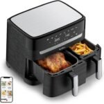 Oferton: Moulinex Dual Easy Fry 8,3 L – Freidora de aire dual, ahorro energético de hasta 70%, capacidad de 5,2 L y 3,1 L, 7 programas, resultados crujientes, apto lavavajillas, recetario digital, EZ9018
