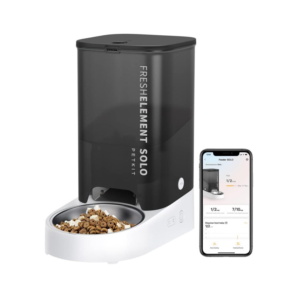 Oferton: PETKIT Comedero Gato Automatico, 2.4G WiFi, 3L Dispensador Comida Gatos/Perros, Control de App, 1-10 Comidas al Día, Liofilizados Compatibles, Cubeta de Acero Inoxidable, Cable USB (Gris Claro)