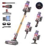 Oferton: coovy SU7 Aspiradora sin Cable 580W/45Kpa/70Mins, Escoba Aspiradora sin Cable Potente, Pantallas Táctiles LED, Aspirador Inalámbrico Antienredo para Suelos, Alfombras y Pelos de Animales