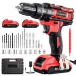 Oferton: Taladro Percutor a Bateria 21V, Taladro Atornillador Bateria con 2 Baterías 2000mAh, 42Nm, 25+3 Ajuste de Par Destornillador Electrico, 30 Accesorios, 2 Velocidad, LED Luz Para Hogar, Bricolaje