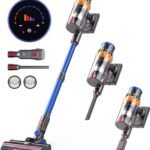 Oferton: MIBODE Aspiradora sin Cable, 45kPa/550W/70Mins Escoba Aspiradora sin Cable con Pantalla Táctil, Aspiradora con Modo Automático y Cepillo Antienredos para Suelo/Alfombra/Pelos de Animales