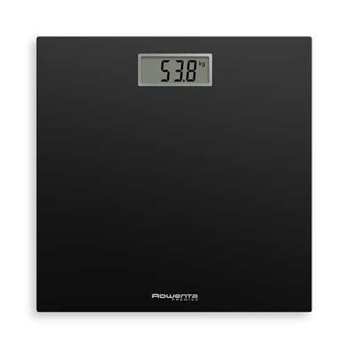 Oferton: Rowenta BS1400 Premiss – Báscula de baño con Pantalla LCD, de diseño fino de 2cm de alto, hasta 150 kg y 100 gr de precisión, encendido y apagado automático, Negro