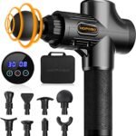 Oferton: Pistola de Masaje Muscular, Eléctrica Masajeador de Músculos de Tejido Profundo con 30 Velocidades, 6 Cabezales de Masaje, Pantalla LCD Táctil, Pistola de Masaje (Negro)