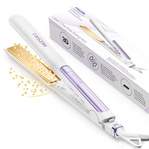 Oferton: Faszin Planchas del Pelo 2 en 1, Calienta en 20s Plancha Pelo, de Titanio con Iones Plancha de Pelo, Pantalla LCD Clara, Ideal para Alisar, Rizar y crear Ondas (Blanco)