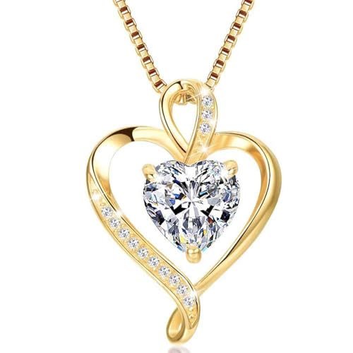 Oferton: LAVUMO Collares Mujer Amor Colgante de Corazón Oro Rosa Plata de Ley 925 Collares de Mujer,Joyas Regalos para Esposa, Mamá, Novia, Cumpleaños Navidad Aniversario día de San Valentín Regalo
