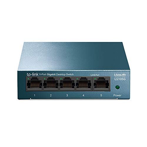 Oferton: TP-Link LS105G – Switch Ethernet 5 Puertos (10/100/1000Mbps), Switch Gigabit, Switch WiFi, Carcasa metálica, Ultraligero, Disipación de Calor, QoS, Ahorro de Energía, Silencioso, No Gestionado, Azul