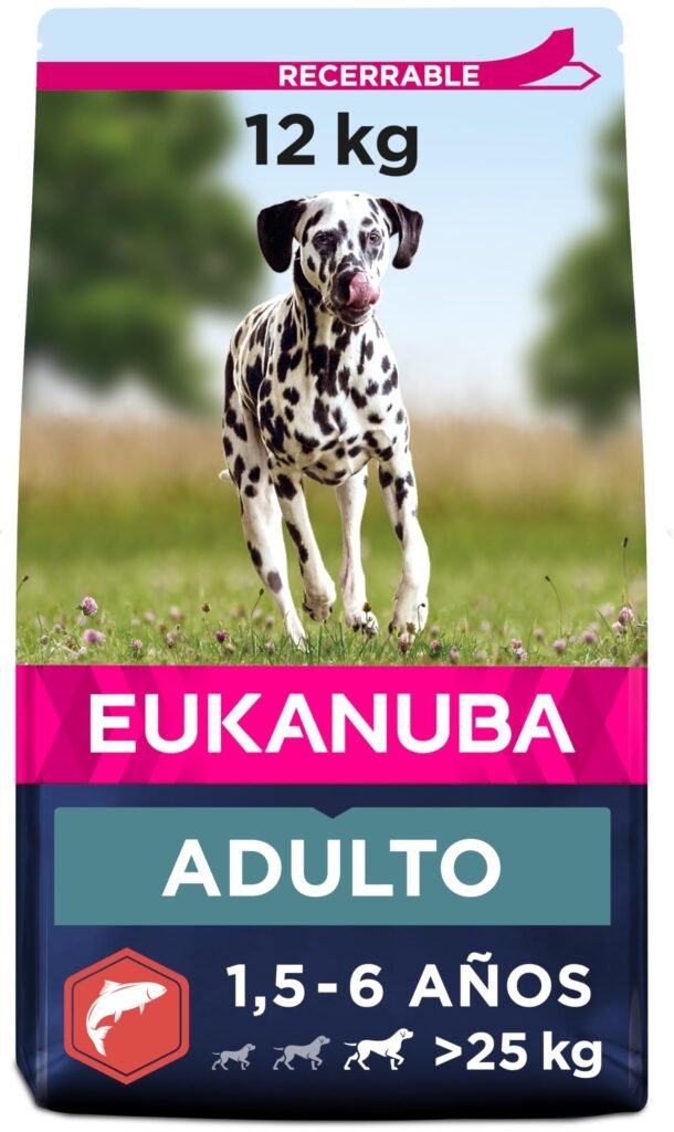 Oferton: Eukanuba Alimento seco para Perros Adultos Grandes, Rico en Salmón y Cebada, 12 kg