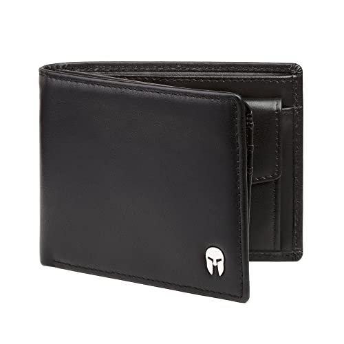 Oferton: SPARTANO Carteras para Hombre con protección RFID, 11 Ranuras para Tarjetas de crédito, 1 Bolsillo para Monedas, 2 Compartimentos para Billetes, 3 Bolsillos internos – Zeus (Negro)