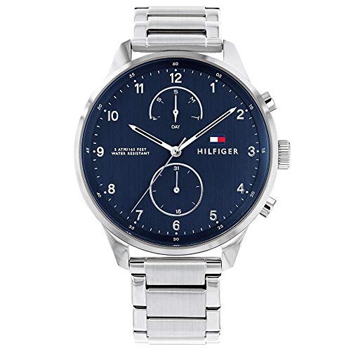 Oferton: Tommy Hilfiger Reloj Analógico de Cuarzo multifunción para Hombre con Correa en Acero Inoxidable Plateada – 1791575