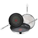 Oferton: Tefal Jamie Oliver – Juego 3 Sartenes: 3 Sartenes 20/24/28 cm de acero inoxidable, sartenes antiadherentes, reforzado con Titanio, Thermo-Signal, forma profunda, todo tipo de cocinas, fácil limpieza