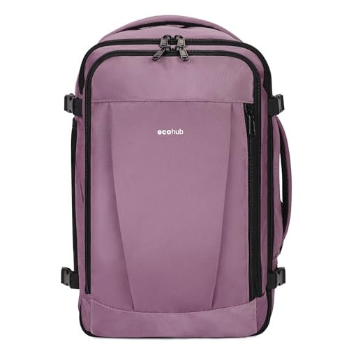 Oferton: ECOHUB Mochila Viaje Cabina Avion 40x20x25 Ryanair 13 Compartimentos Mochila de Viaje Mochila Avion Mujer Maletas Debajo del Asiento Equipaje de Mano Mochila Avion Hombre 20L,Patentado(Rosa)
