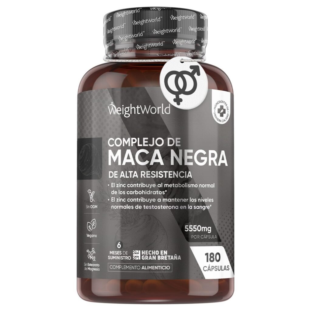 Oferton: Maca Negra y Amarilla Andina Complex 5550mg de Potencia-100:1-6 Meses de Suministro, 180 Maca Cápsulas Veganas- Beneficios del Extracto de esta Poderosa Raíz con Zinc, L-Arginina, Ginseng y Pimienta