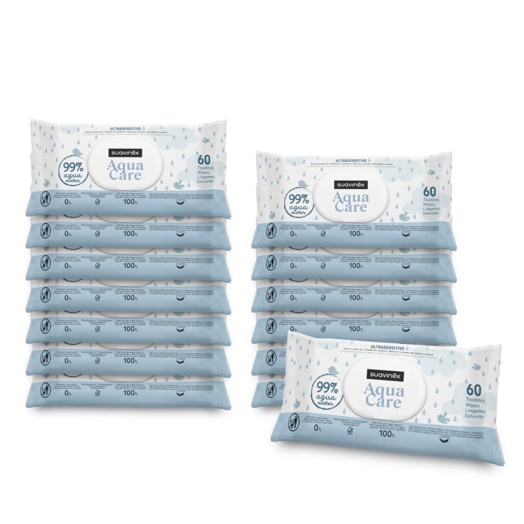 Oferton: Suavinex, Pack 14 x 60 Toallitas Aqua Care para Bebé (840 Toallitas), Toallitas Húmedas 99% Agua, 0% Alcohol y Perfumes, 100% Fibra Vegetal, Hidratan y Protegen, Aptas para Pieles Ultrasensibles