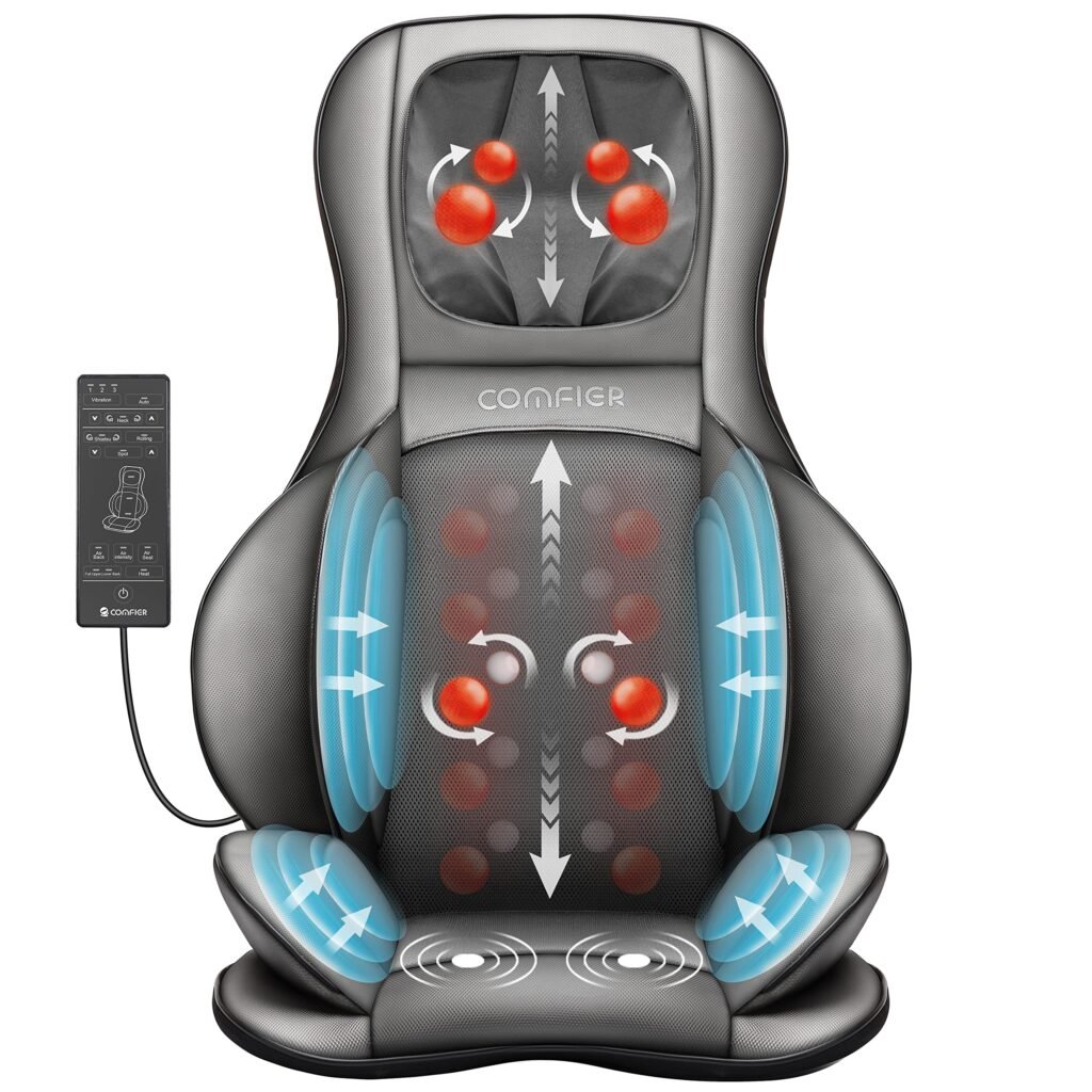 Oferton: Comfier Masajeador de Espalda y Cuello con Calor – Asiento de Shiatsu Masaje con Compresión, Sillón de Masaje de Amasamiento para Espalda, Cuello y Hombros