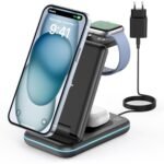 Oferton: JoyGeek Cargador Inalámbrica, Plegable 3 en 1 Base Cargador para i Phone 16/15/14/13/12/Plus/Pro MAX, Estación de Carga para Apple Watch Ultra-2, Rapida Wireless Charger para AirPods 4/Pro/3/2-Negro