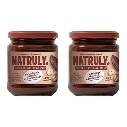 Oferton: NATRULY Crema de Avellanas y Cacao Sin Azúcar y Sin Edulcorantes, con Fibra de Achicoria, 43% Avellana (Pack 2 * 285g)