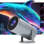 Oferton: Gris Mini proyector portátil Auto Keystone, proyector Inteligente 4K/ 200 ANSI con WiFi 6, BT 5.0, Pantalla de 130 Pulgadas, Giro de 180 Grados, Sistema operativo Android Integrado 11.0