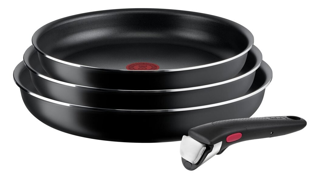 Oferton: Tefal Ingenio Easy On – Juego de 3 Sartenes de 22/24/26 cm, no apto para inducción, antiadherentes, revestimiento titanio, Thermo-signal + Mango extraíble, apto lavavajillas y horno