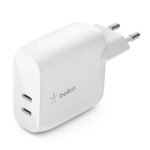 Oferton: Belkin Cargador de Pared USB Type C PD de 40 W (dos Puertos USB-C de 20 W cada uno para Carga Rápida PD para iPhone 14 o 13, iPad Pro, Galaxy y Otros)
