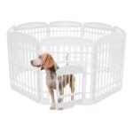 Oferton: Iris Ohyama Parque para perros con 8 paneles, H90cm, Blanco, Puerta cerradura, Jaula gatos, Vallas, Corralito, para Para interiores, exteriores, Conejo, Cercado, Corral perro, Mascotas, CI-908