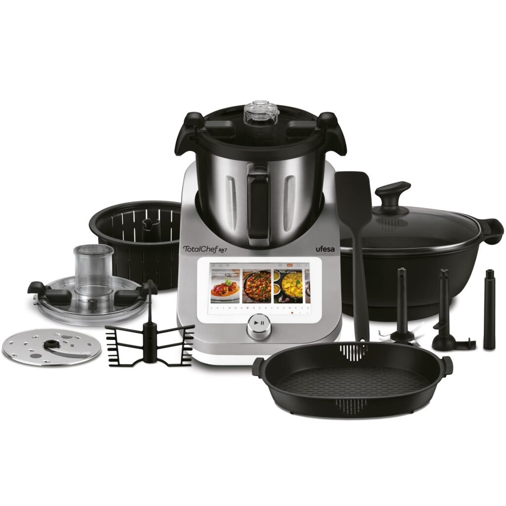 Oferton: Ufesa TotalChef RK7 Robot de Cocina Inteligente Multifunción, WIFI, 30 Funciones, 4.5L, Pantalla Táctil de 7 Pulgadas, Báscula Integrada, Recetario Interactivo, Color Plata/Negro