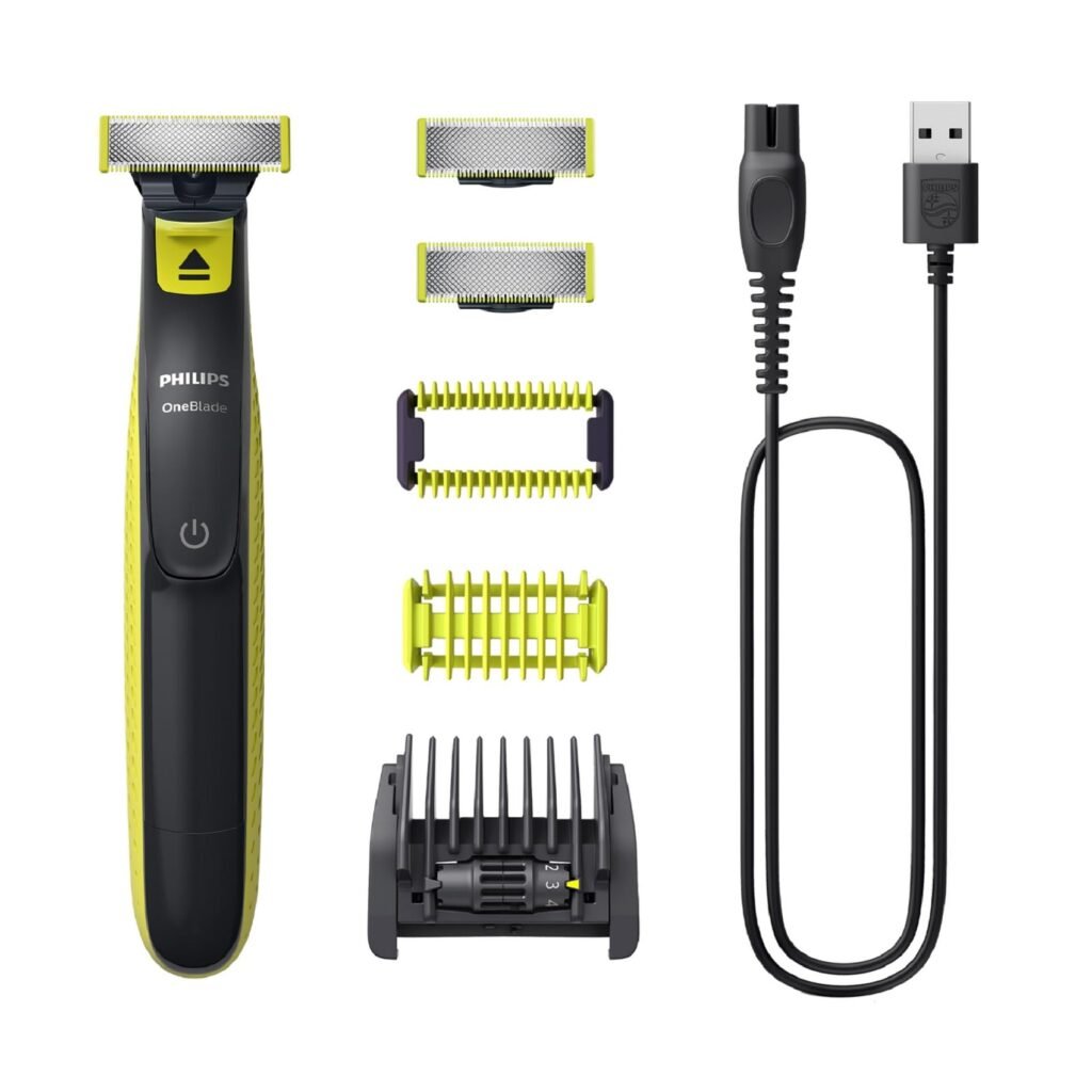 Oferton: Philips OneBlade, Auténtica Recortadora de Barba y Corporal, Afeitadora Eléctrica Hombre, Depilación masculina, 3 Cuchillas, 5 Longitudes, Kit para Cuerpo, En Seco y Húmedo, Recargable, QP2824/30