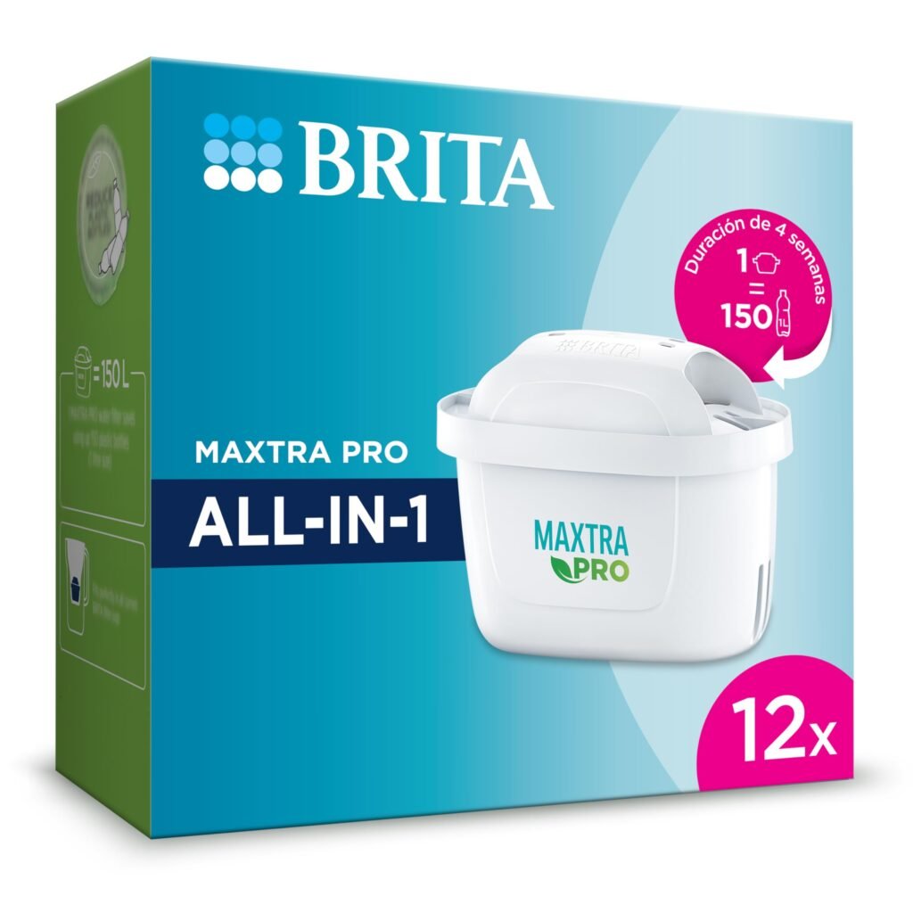 Oferton: BRITA Cartucho de filtro de agua MAXTRA PRO All-in-1 pack 12 – Recambio original BRITA que reduce las impurezas, el cloro, PFAS, los pesticidas y la cal para obtener agua del grifo con mejor sabor